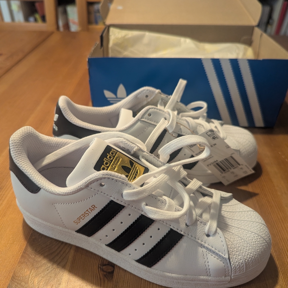 Adidas Kids Superstar White and Black Shoes